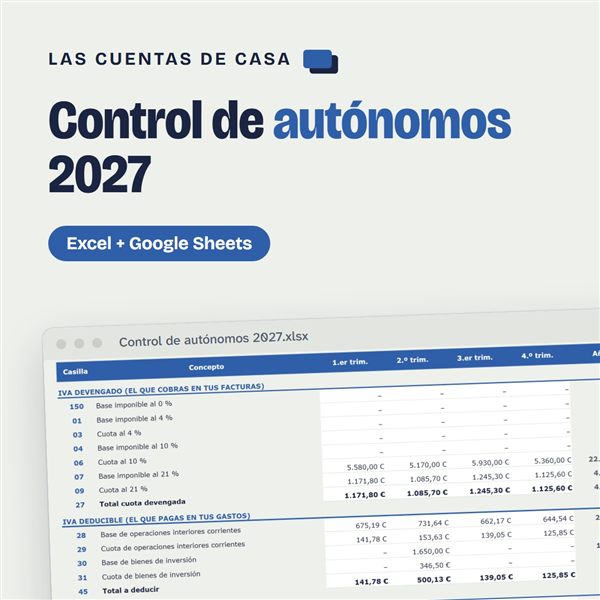 Plantilla Control de autónomos: modelo 303 calculado por trimestres